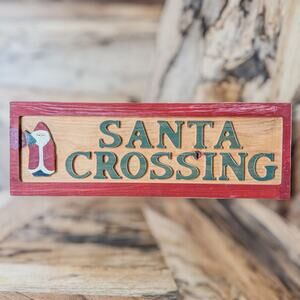 Rustic Christmas "Santa Crossing" Wooden Holiday Wall Art, Country Christmas-20"
